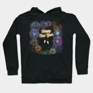 Happy New Year Fireworks and Champagne Flutes Hoodie